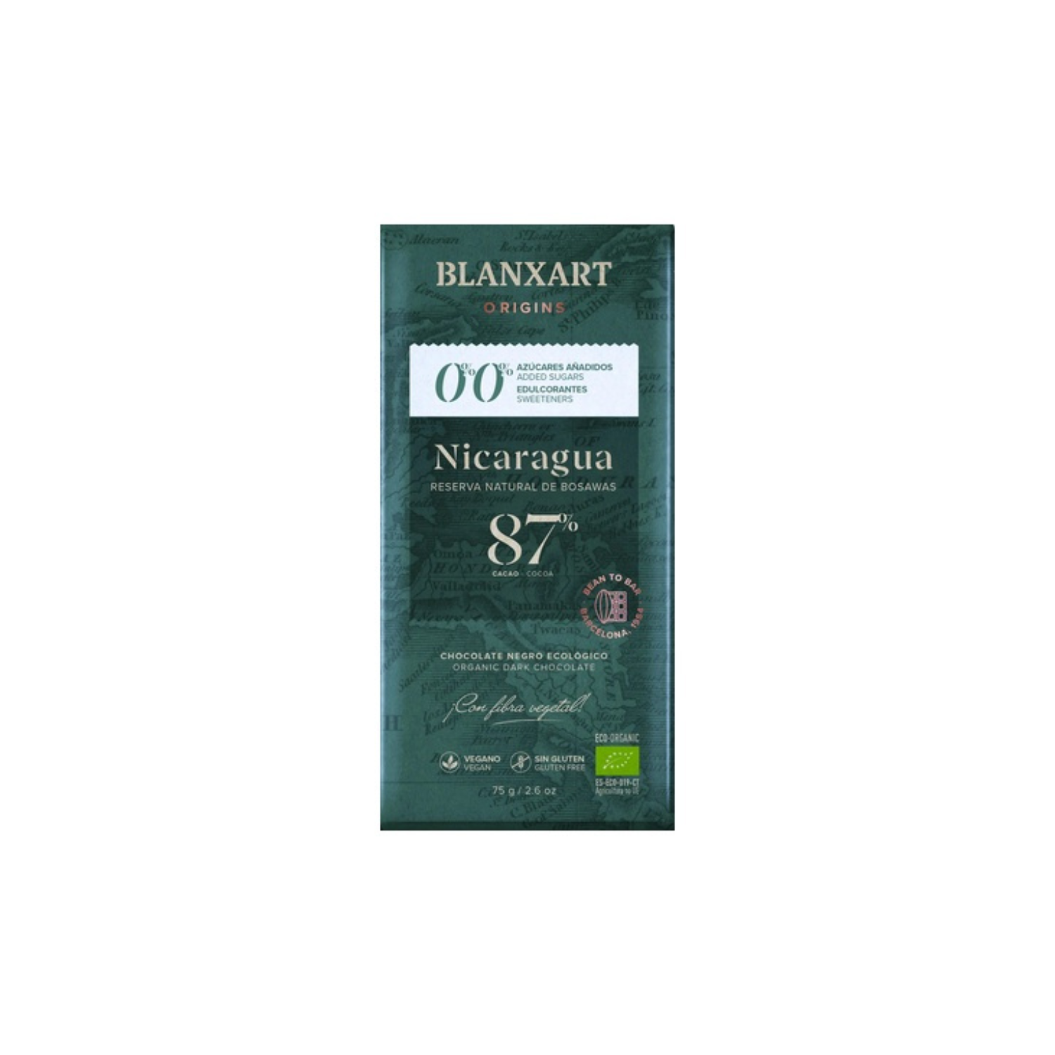 Blanxart Origins Nicaragua 87% – ekološka temna čokolada brez dodanega sladkorja 75 g