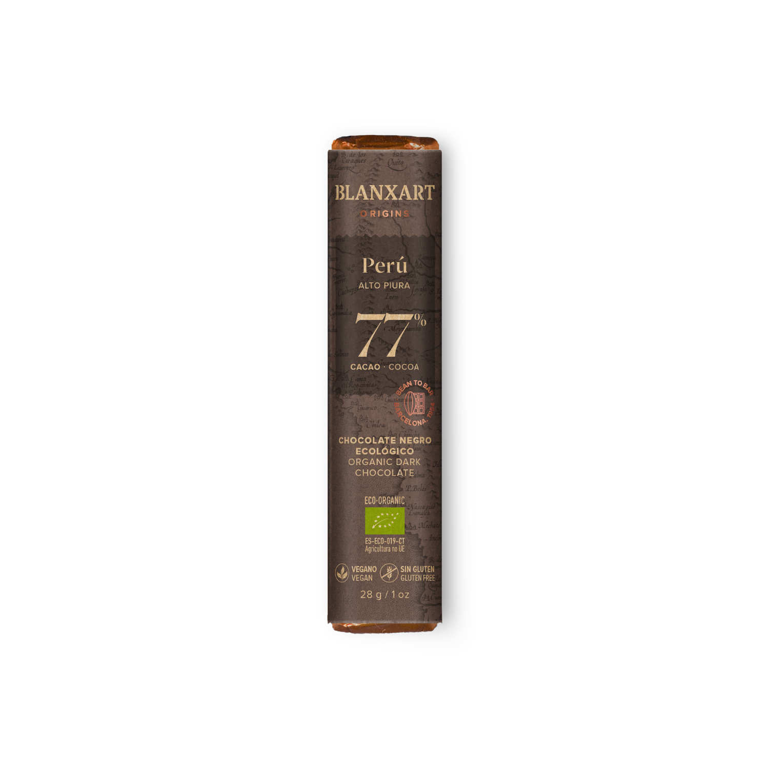 Blanxart Origins Perú 77% – ekološka temna čokolada 28 g