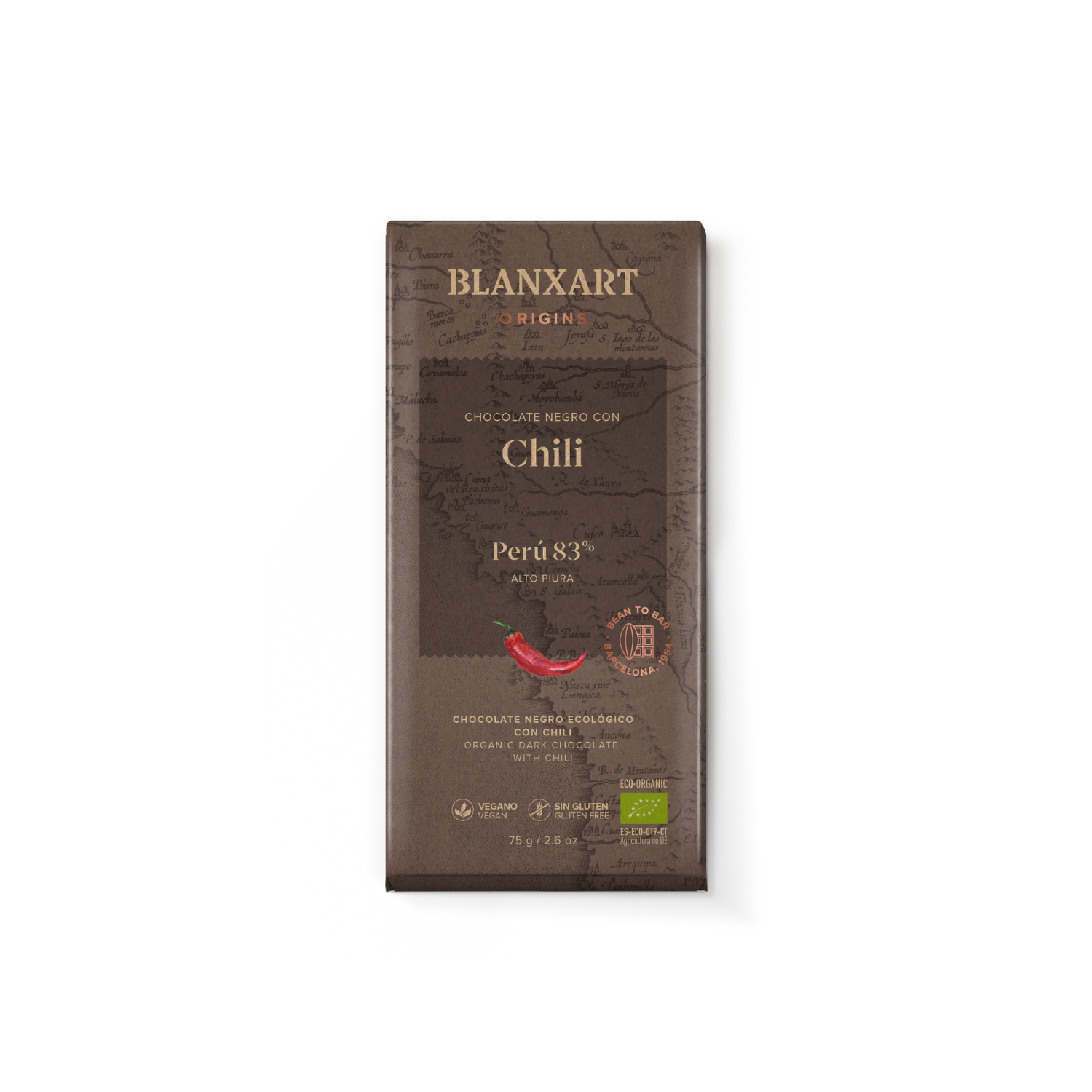 Blanxart Origins Perú 83% s čilijem – ekološka temna čokolada 75 g